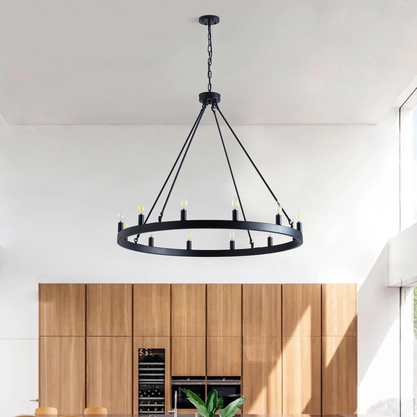 Vintage Black 12-Light Farmhouse Candle Style Chandelier