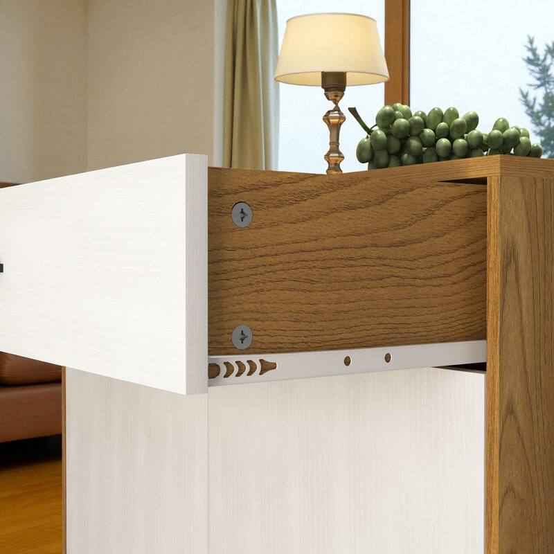 31.5" 4-Tier Wooden Shoe Storage Cabinet with Drawer, Freestanding Shoe Organizer with Adjustable Shelves for Entryway