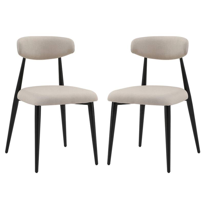 Modern Dining Chairs Set of 2, Curved Backrest Round Upholstered and Metal Frame