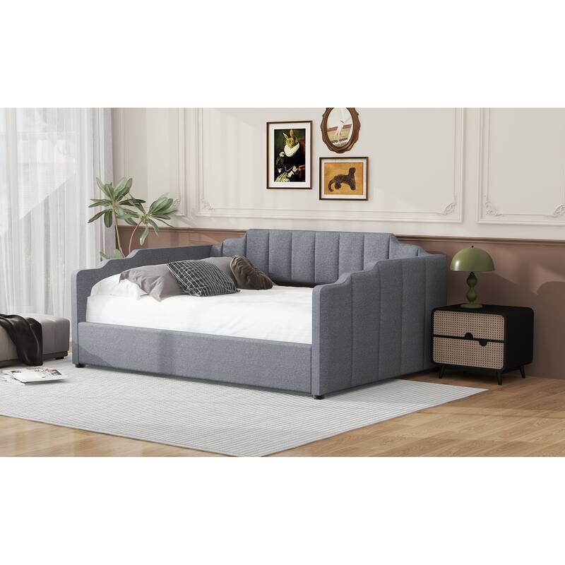 Upholstered Daybed with Underneath Storage, Twin/Full Size Lift Up Storage Daybed Frame Sofa Bed with Support Slats