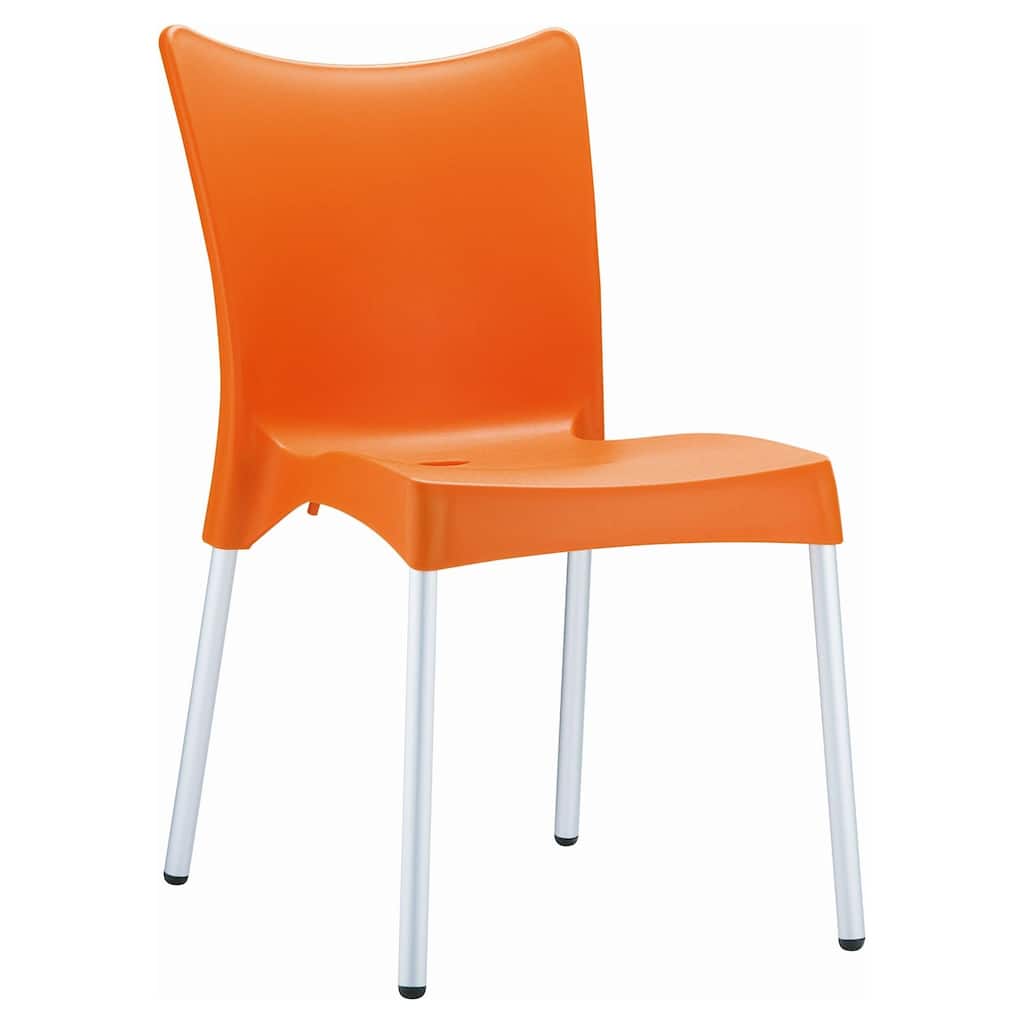33.25" Orange and White Stackable Outdoor Patio Dining Chair