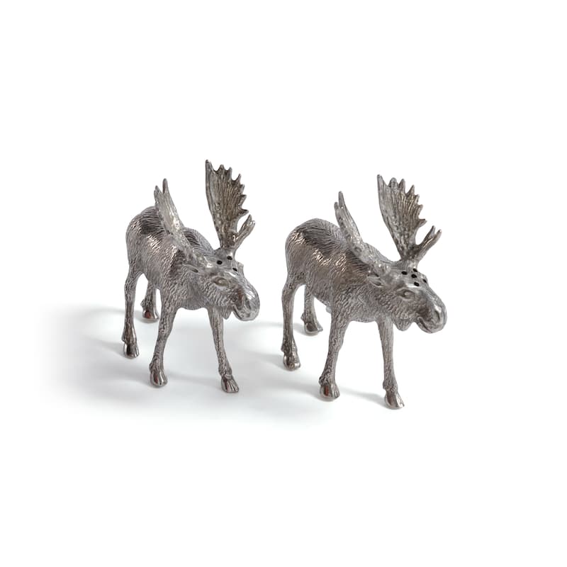 St. Anton Pewter Moose Design Salt & Pepper Shaker Set