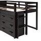 preview thumbnail 30 of 43, Twin Size Low Loft Bed with Drawers, Shelf and Cabinet, Storage Platform Bed, Solid Wood Bed Frame with Ladder and Guardrails