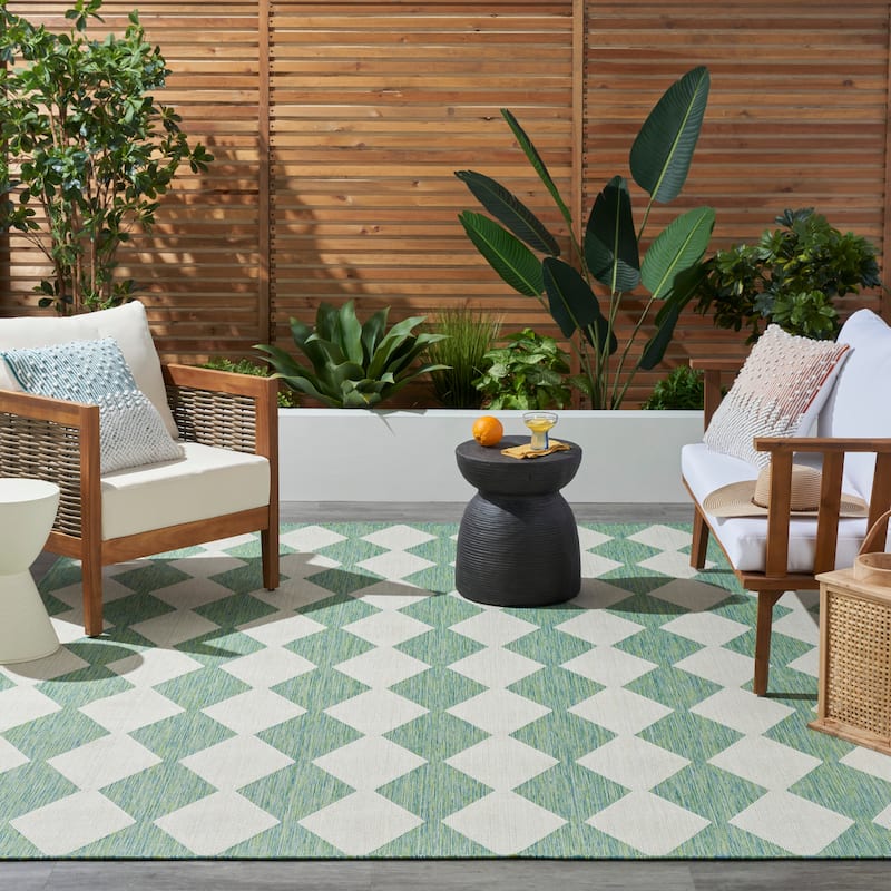 Nourison Positano Indoor/Outdoor Geometric Area Rug - 8'x10' - Green/Blue