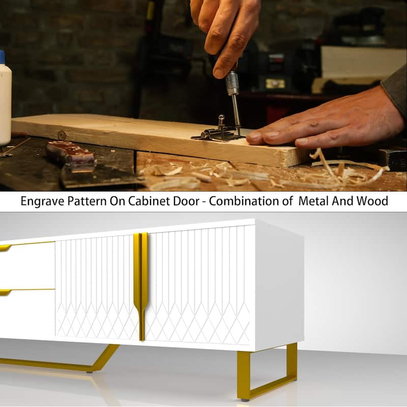Modern 70.8" TV Console with Storage Cabinets and Metal Legs for Living Room for TVs Up to 70"
