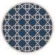 SAFAVIEH Courtyard Lawanda Trellis Indoor/ Outdoor Waterproof Patio Backyard Rug - 5'3" x 5'3" Round - Navy/Beige
