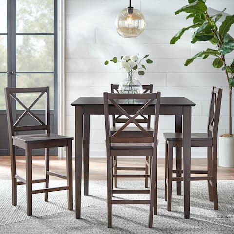Simple Living Cross Back Counter Height 5-piece Table and Chair Set