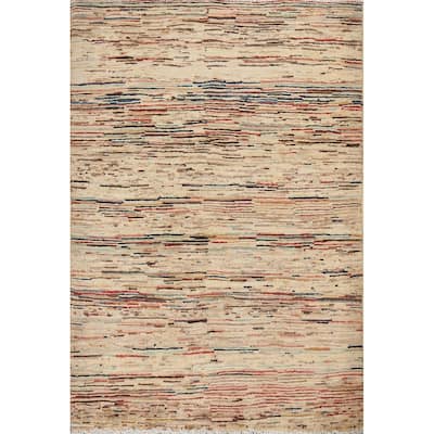Modern Striped Gabbeh Kashkoli Area Rug Wool Hand-knotted Foyer Carpet - 2'10" x 3'10"