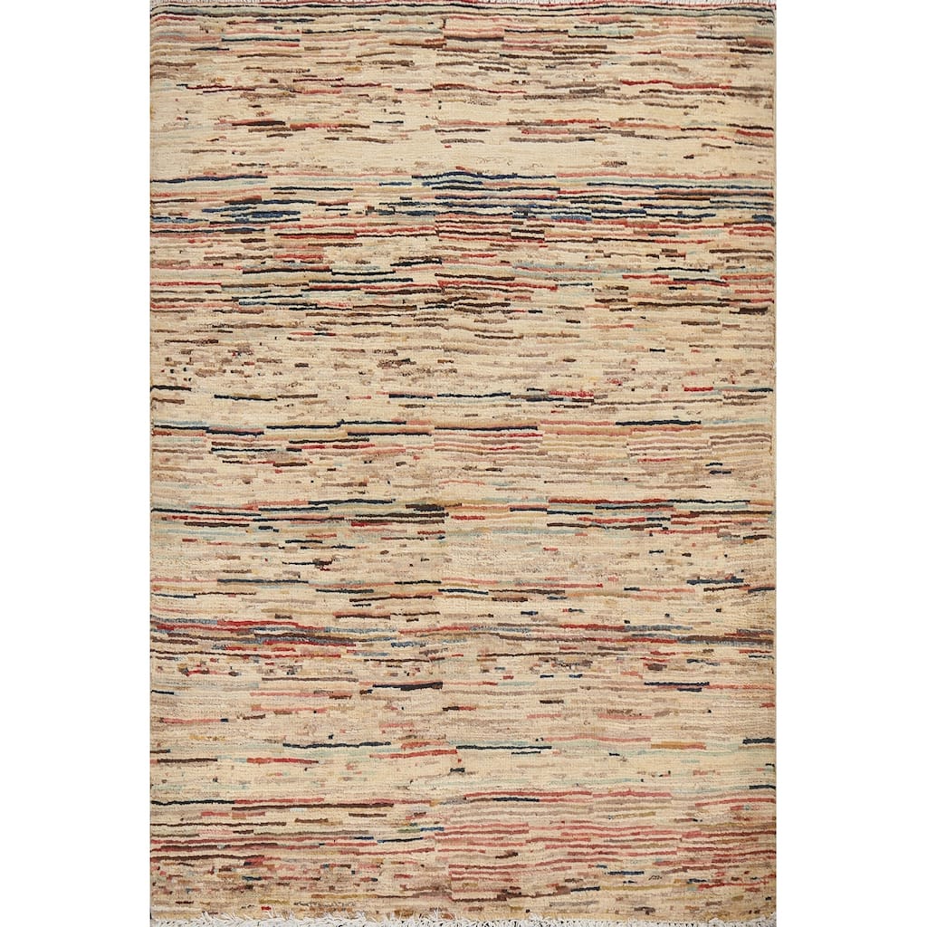 Modern Striped Gabbeh Kashkoli Area Rug Wool Hand-knotted Foyer Carpet - 2'10" x 3'10"
