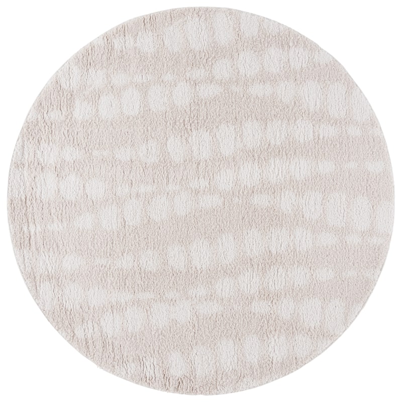 SAFAVIEH Rumi Shag Pinkey Shag Rug - 6'7" Round - Ivory/Light Beige