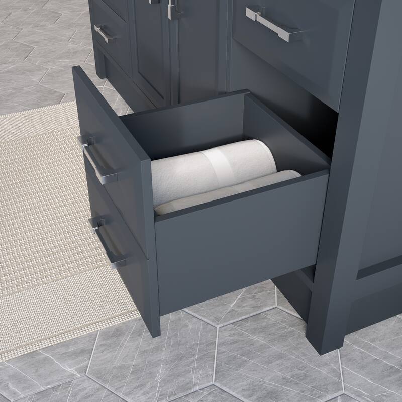 Calumet 60-in Solid Hardwood Bathroom Vanity with Engineered Stone Countertop