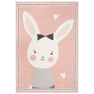 SAFAVIEH Carousel Kids Njomeza Bunny Rug - Pink/Ivory - 3'3" x 5'3"