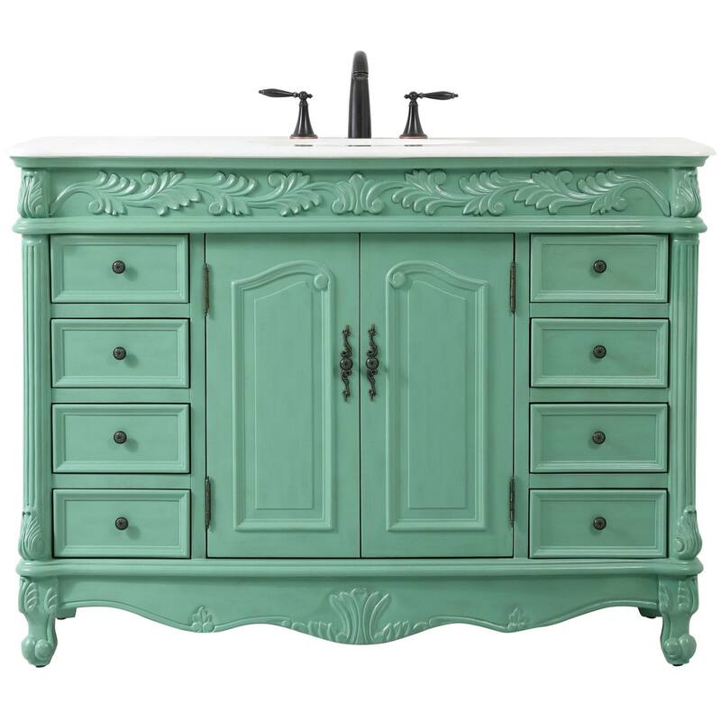 Elegant Lighting VF-1039-VW Bordeaux 48" Free Standing Single Basin - Vintage Mint - Painted