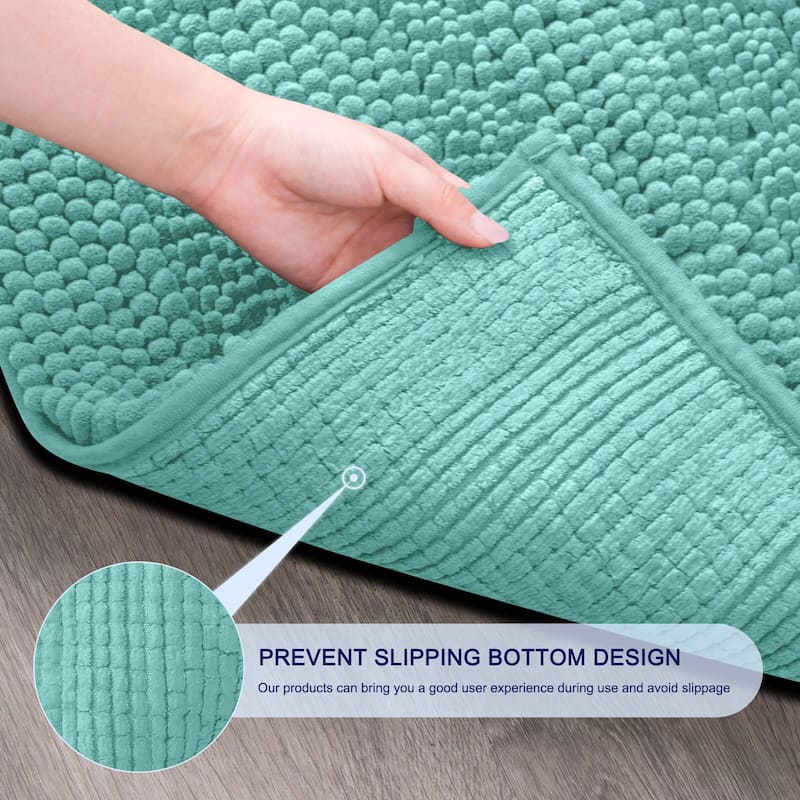 Subrtex Super Soft Absorbent Braided Bathroom Mats Chenille Bath Rugs