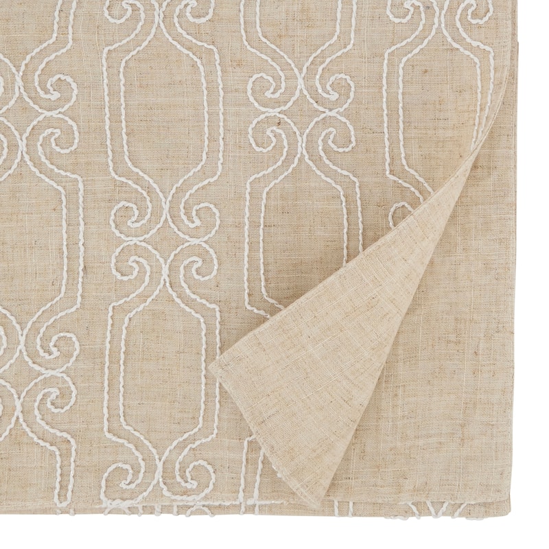 Embroidered Table Runner With Scroll Design - 16"x70"