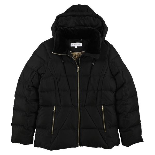 calvin klein black quilted jacket