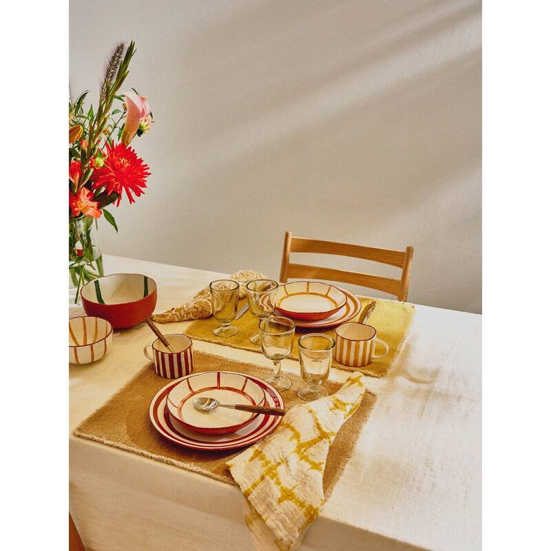 Handwoven Cotton Rectangular Placemat - 19.5" - Camel Brown