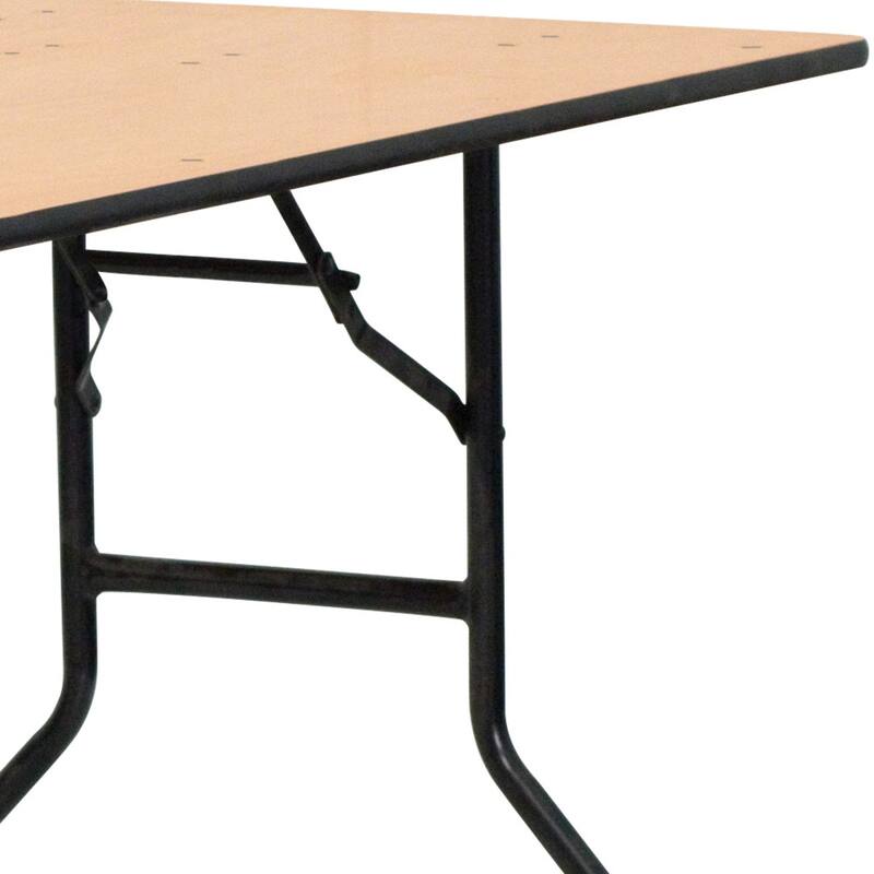 6-Foot Rectangular Wood Folding Banquet Table with Clear Coated Finished Top - 72"D x 30"W x 30.25"H