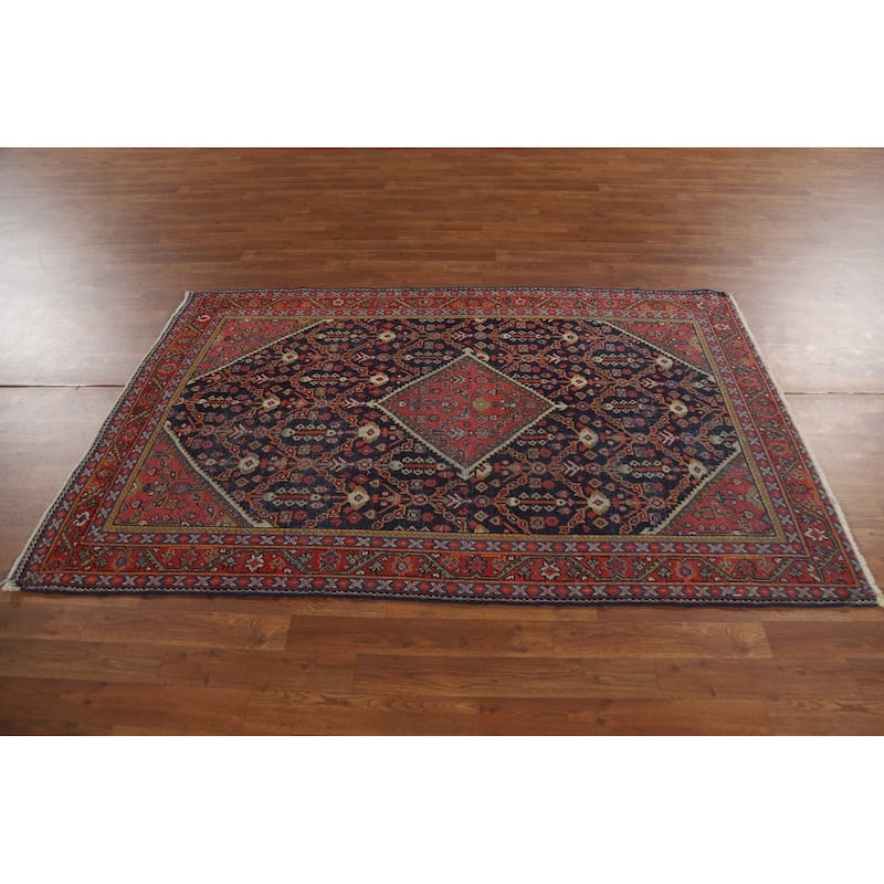 Vegetable Dye Mahal Persian Antique Area Rug Hand-Knotted Wool Carpet - 4'1"x 6'6"
