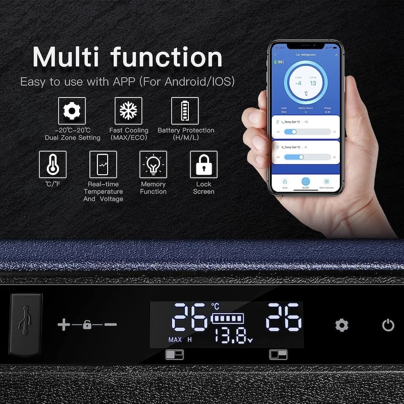 BODEGA Car Refrigerator,Dual Zone Cooler,Temp Independent,APP Control