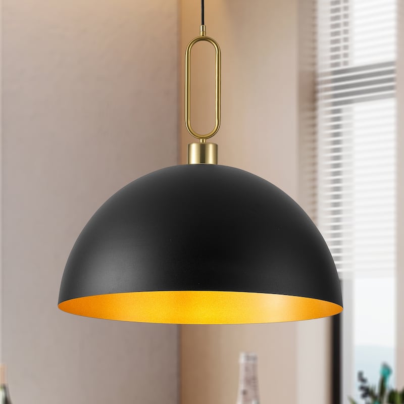 Industrial 1-Light 23.6" Metal Dome Pendant Light for Kitchen Island Dining Room