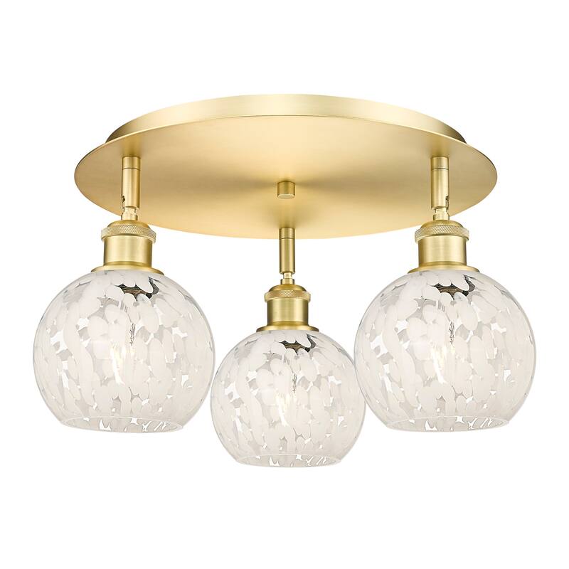 Innovations Lighting 516-3C-9-18-White Mouchette-Indoor Ceiling - Satin Gold / White Mouchette