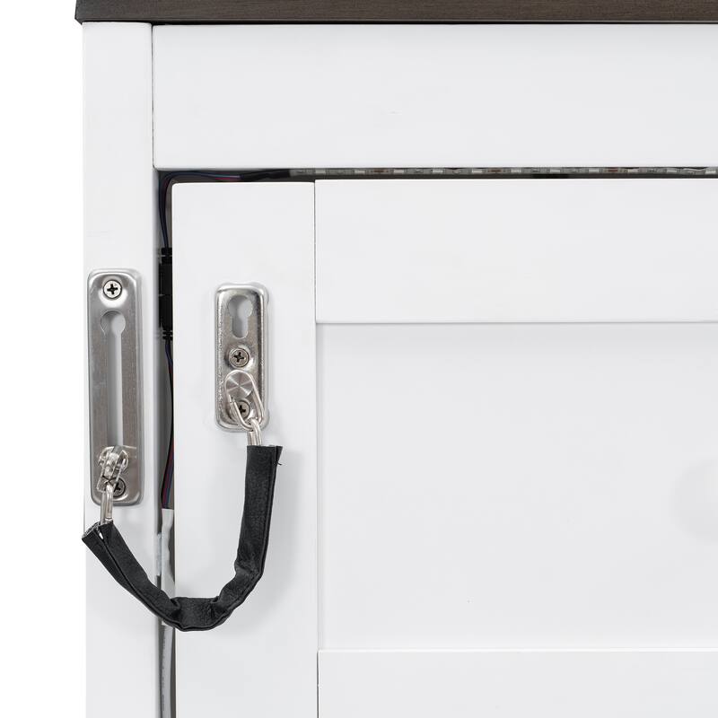 Foldable Cabinet Bed with Hydraulic Lift and 7-Color LED Lighting by Harper&Bright Designs