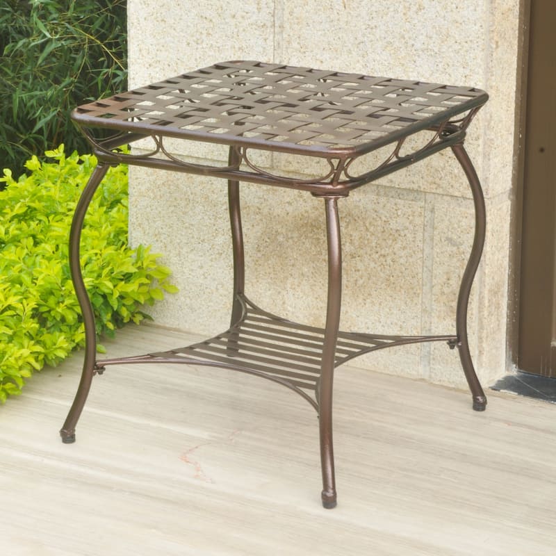 Santa Fe Nailhead 20-inch Side Table - Hammered Bronze
