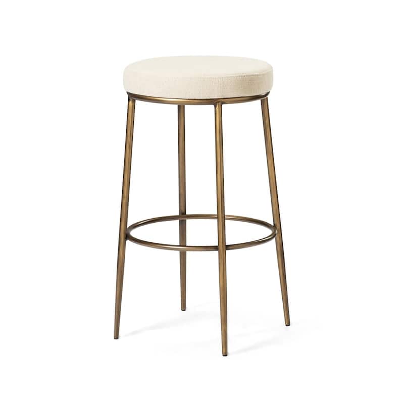Maven Lane Stella Metal Kitchen Dining Stool - Antique Brass - Bar Height