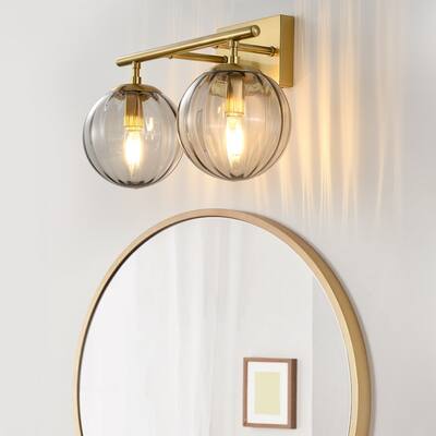 Dimmable Bathroom Vanity Lights with Ribbed Clear Glass Shade Vanity Light Fixture