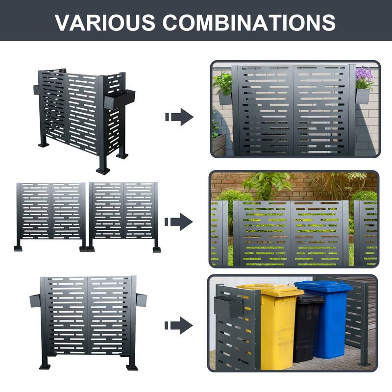 GDF Studio - Wessor Outdoor Metal Privacy Fence Cover for AC with Galvanized Steel Panels