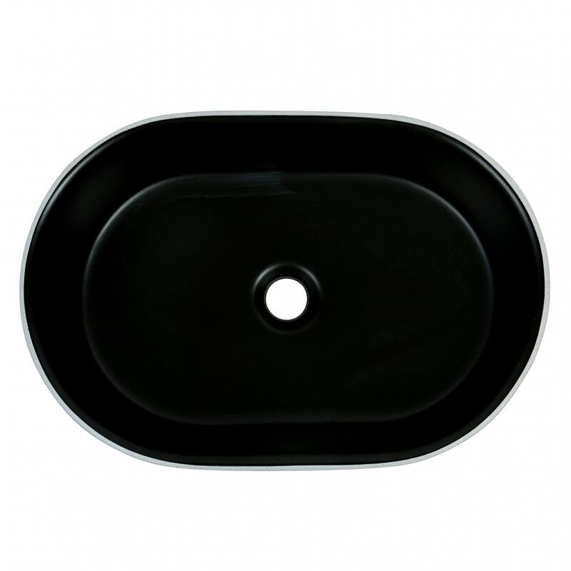 20" x 14" Textured Oval Vessel Sink - White Diamond Pattern Exterior with Black Interior - 20" x 14"