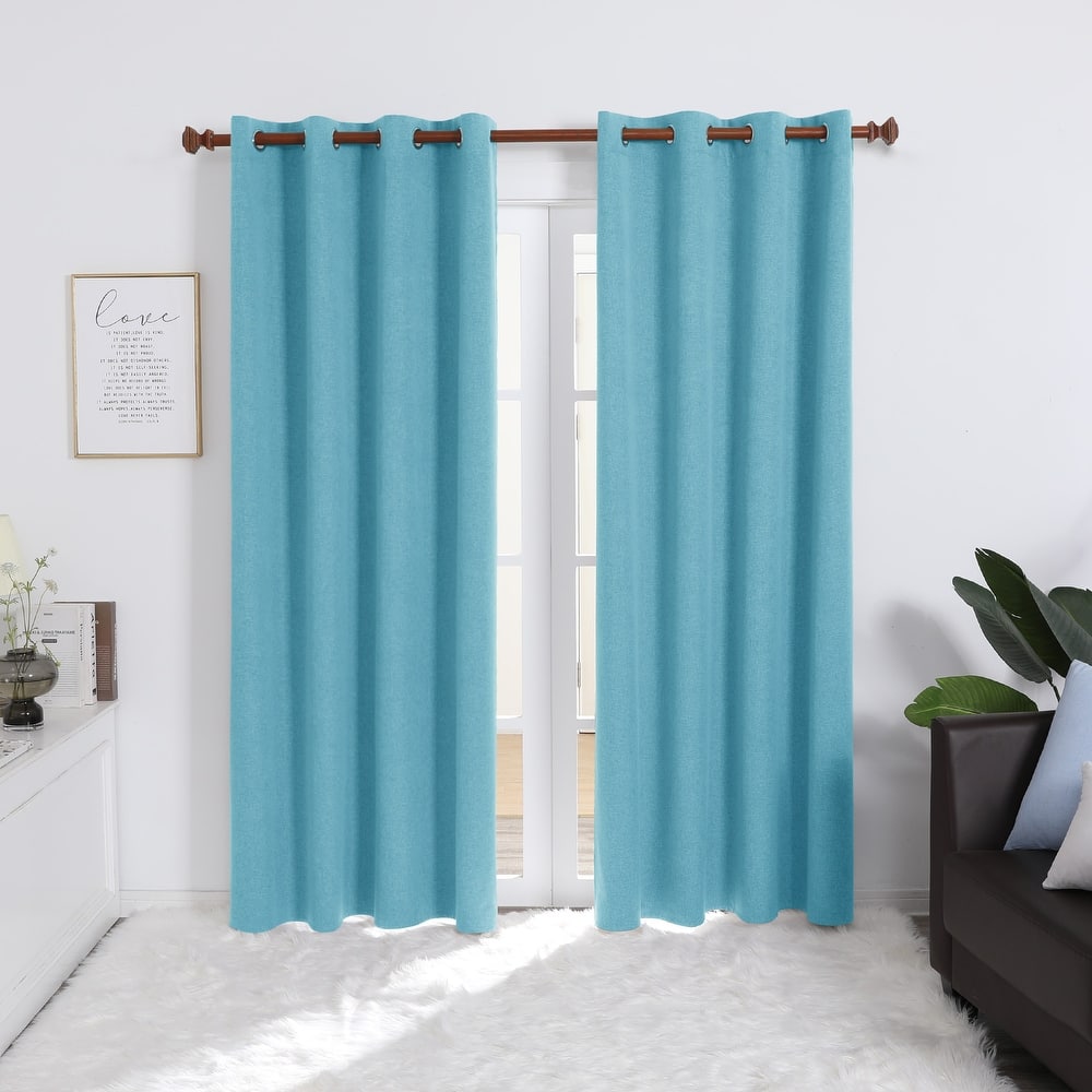 Deconovo Total Blackout Faux Linen Curtains 2 Panels