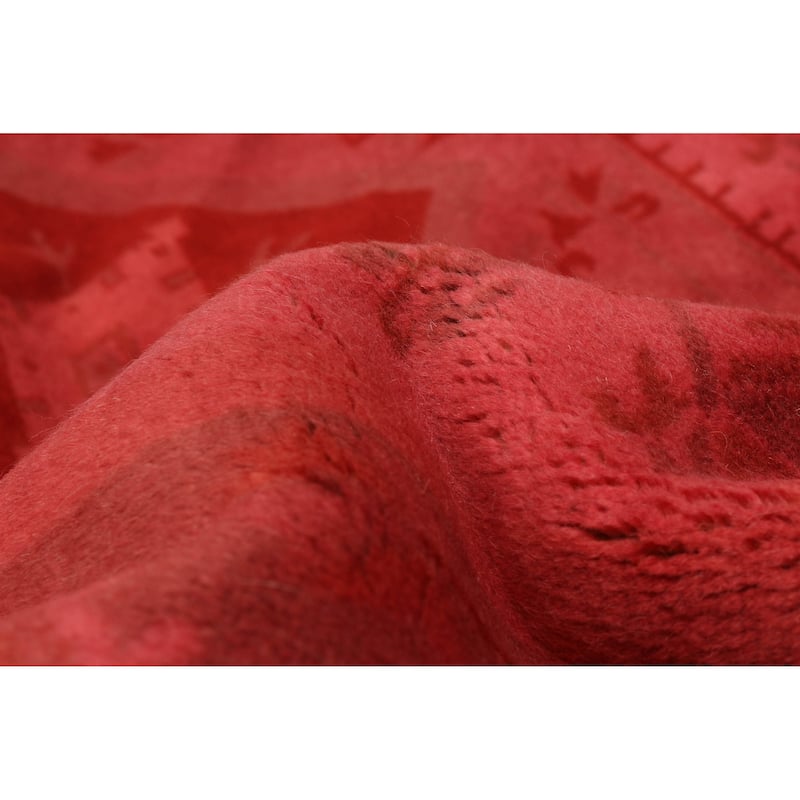 ECARPETGALLERY Hand-knotted Color Transition Dark Pink Wool Rug - 6'7 x 9'11