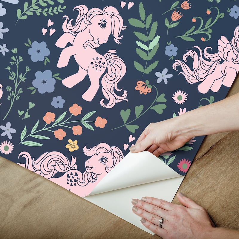 RoomMates My Little Pony Retro Floral Blue Peel and Stick Wallpaper