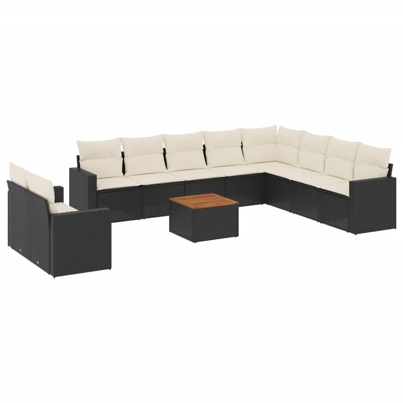vidaXL Patio Sofa Set with Cushions Outdoor Furniture 11 Piece Poly Rattan - 25.8 x 24.4 x 27.2