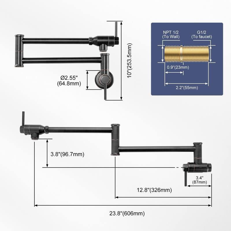 WOWOW Modern Foldable Filling Faucet with Dual-Joint Swivel Arm