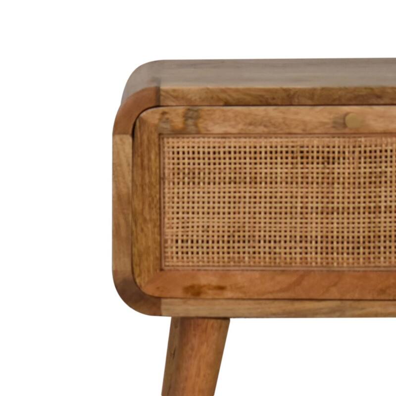 HomeRoots 21" Natural Solid Wood Cane Rattan One Drawer Nightstand