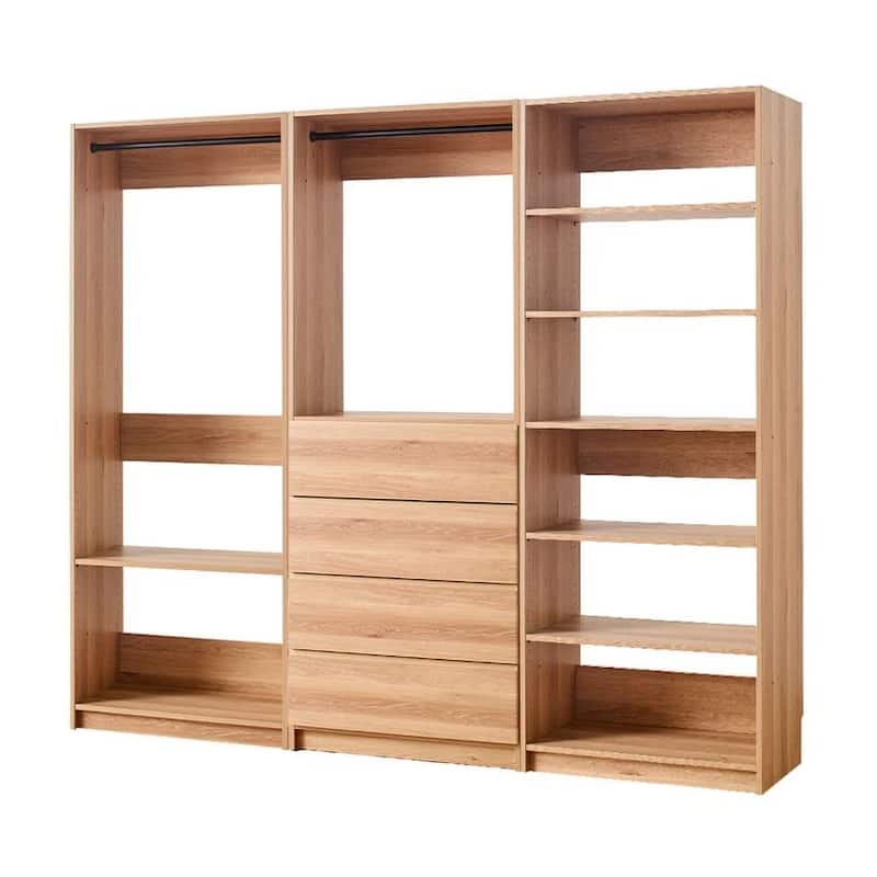 Dee Walk In Closet, Modular Freestanding Storage 9 Shelf 2 Rods Brown
