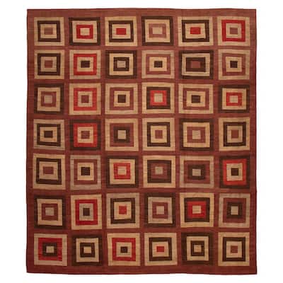 ECARPETGALLERY Flat-Weave Lahor Finest Red Wool Tapestry Kilim - 12'5 x 14'7
