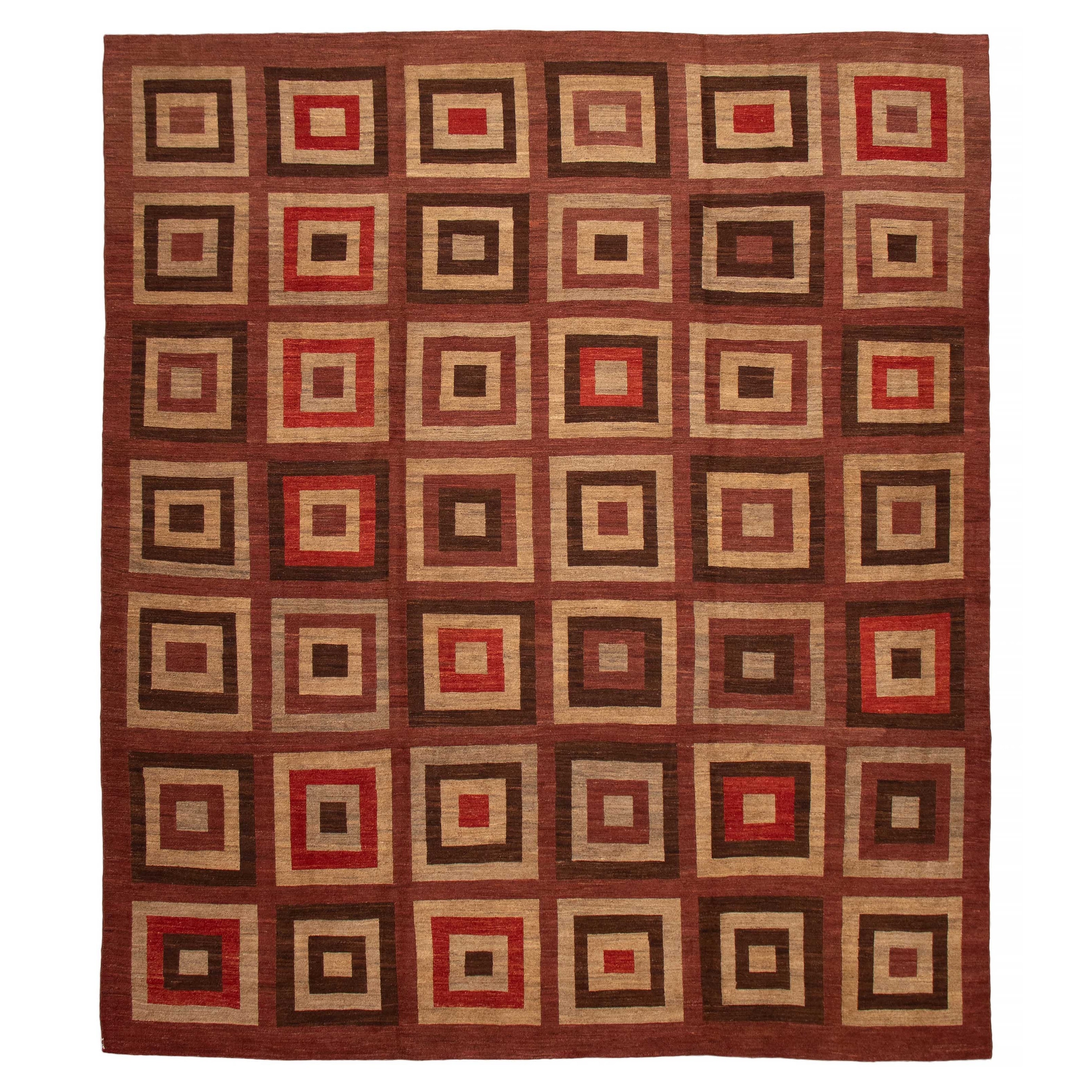 ECARPETGALLERY Flat-Weave Lahor Finest Red Wool Tapestry Kilim - 12'5 x 14'7
