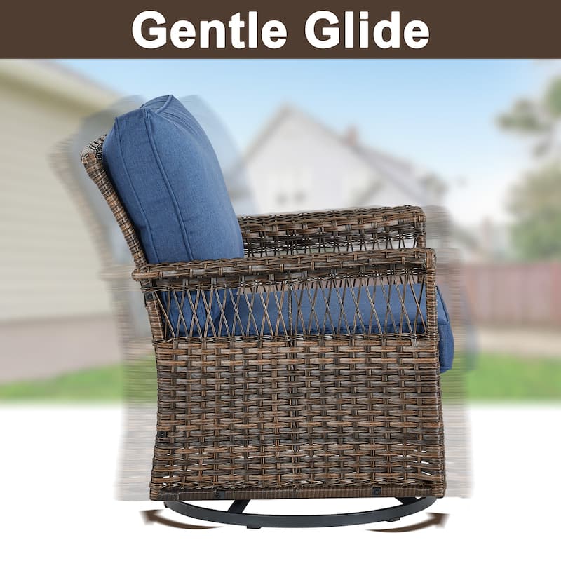 Gymojoy Swivel Rocking Chairs for Patio - Brown