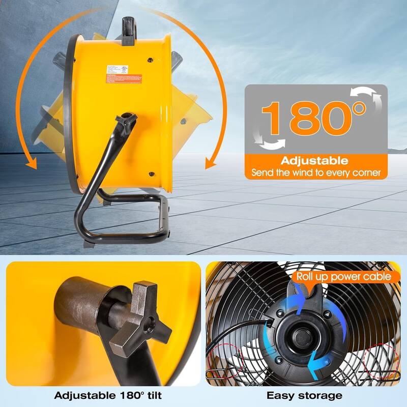 iLiving 16 in. Low Noise Turbo Fan 2800 CFM 3-Speed Portable Air Circulator for Shop, Office, Greenhouse, Home and Warehouse
