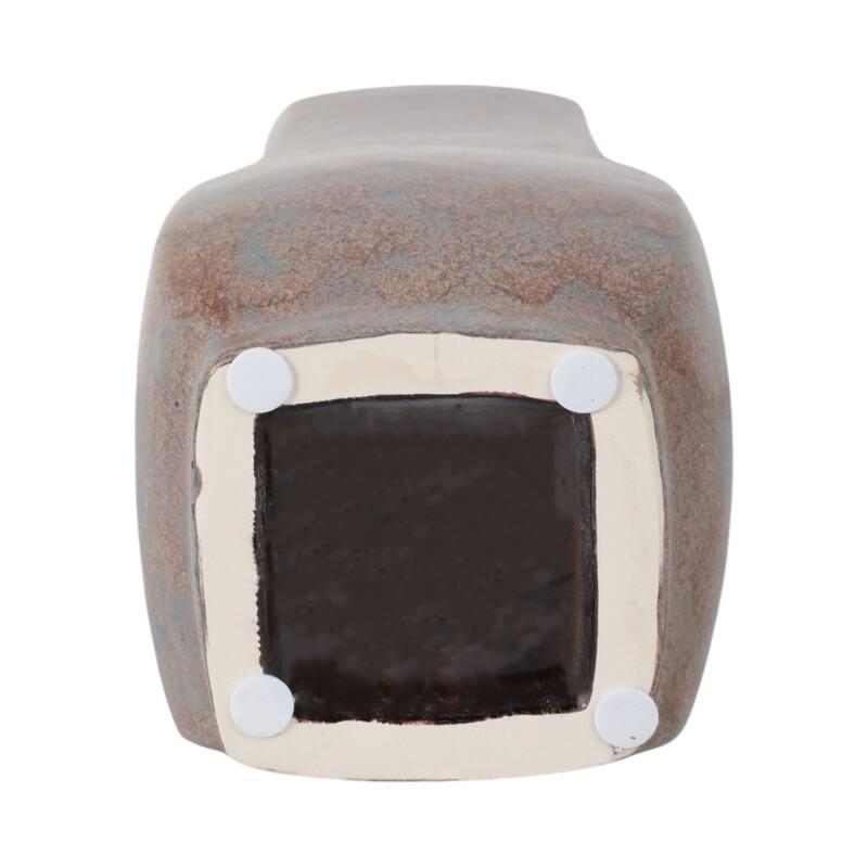 Metal Vase Geometric Textured Design and Sculptural Curved Silhouette