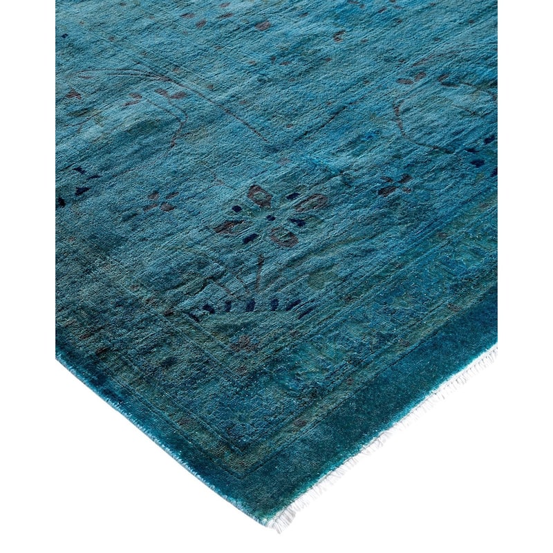 Fine Vibrance, One-of-a-Kind Handmade Area Rug - Blue, 9' 1" x 12' 2" - 9' 1" x 12' 2"