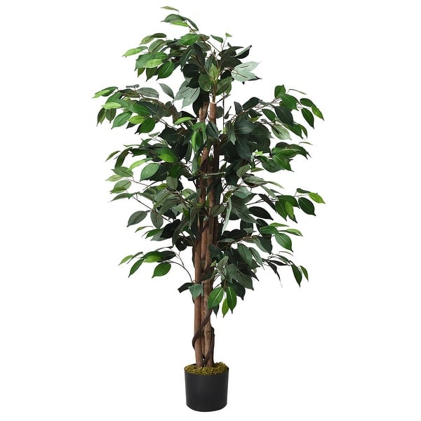 Costway 4 Feet 6 Feet Artificial Ficus Silk Tree Wood Trunks Green On Sale Overstock Costway 4 Feet 6 Feet Artificial Ficus Silk Tree Wood Trunks Green On Sale Overstock