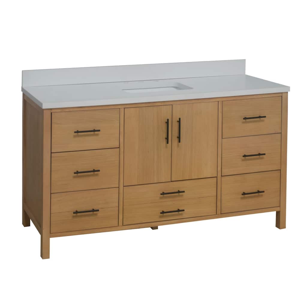 KitchenBathCollection California 60" Single Bathroom Vanity with Matte White Top