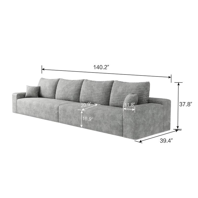 Modular Deep Seat Sectional Sofa Corduroy Upholstered Cloud Couch