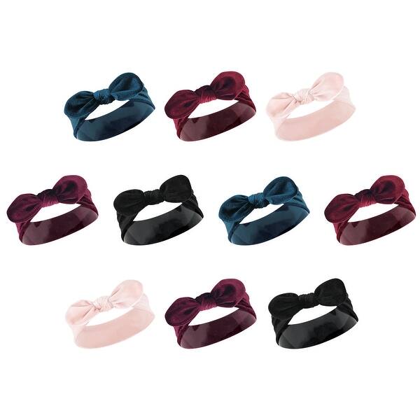 slide 1 of 1, Hudson Baby Infant Girl Cotton and Synthetic Headbands Bundle Set, Velvet Knot, 0-24 Months - Velvet Knot Velvet Knot - 0-24 Months