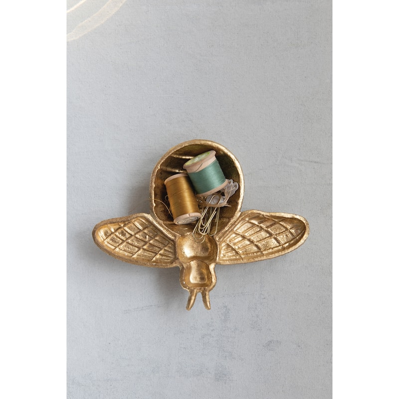 Decorative Cast Iron Gold Bee Shaped Dish